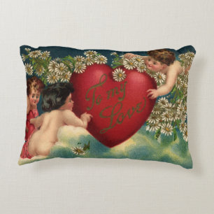 Coussins Décoratifs Saint-Valentin vintage victorien Chérubins au para