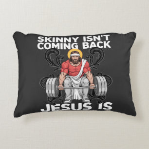 Coussins Décoratifs Salle de sport Jésus Workout Skinny ne revient pas