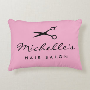 Coussins Décoratifs Salon de coiffure rose personnalisé ou barbier