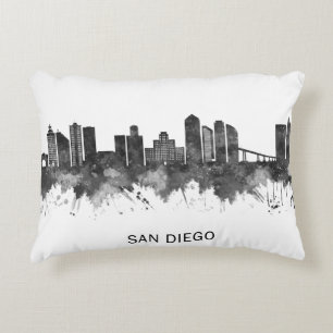 Coussins Décoratifs San Diego California Skyline BW