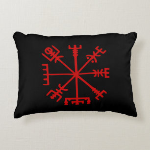 Coussins Décoratifs Sang Rouge Vegvísir (Viking Compass)