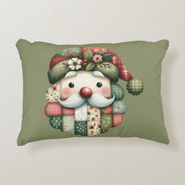 Coussins Décoratifs Santa folklorique patchwork fantaisiste de Noël (Devant)