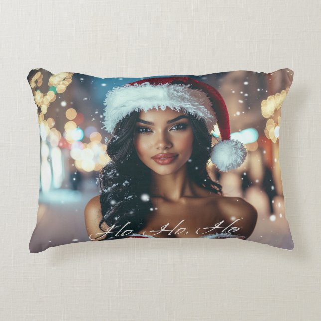 Coussins Décoratifs Santa Girl - Ho Ho Ho - Christmas (Devant)