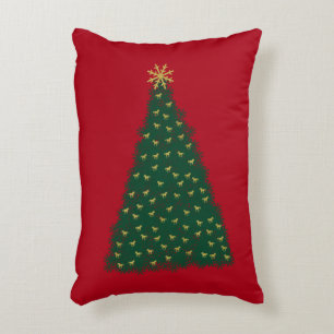 Coussins Décoratifs Sapin de Noël vert, Chevaux au galop dorés sur fon