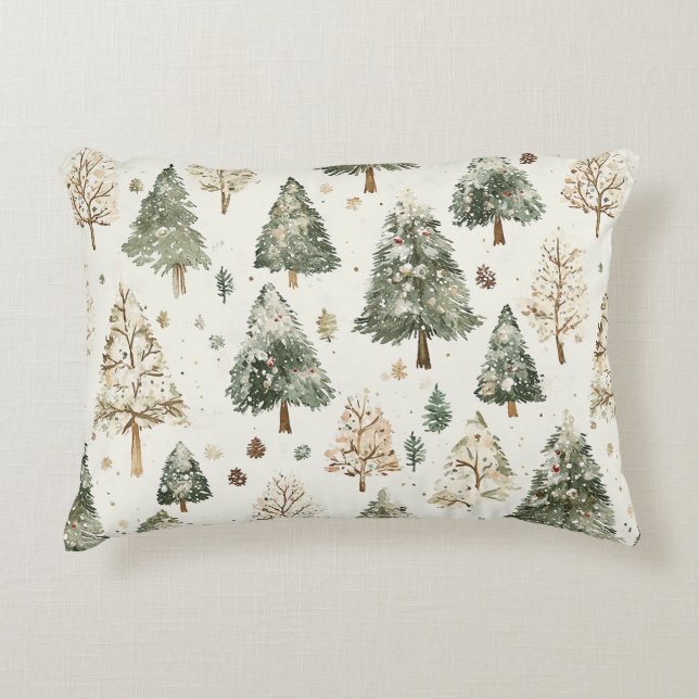 Coussins Décoratifs Sapins de Noël à la crème verte (Devant)