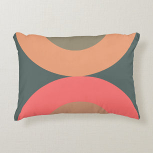 Coussins Décoratifs Saumon et Olive Moderne du Milieu du Siècle  