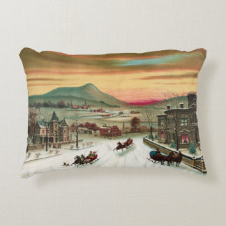 Coussins Décoratifs Scène américaine vintage d'hiver