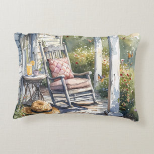 Coussins Décoratifs Scène de chaise berçante sous la glycine sur une v
