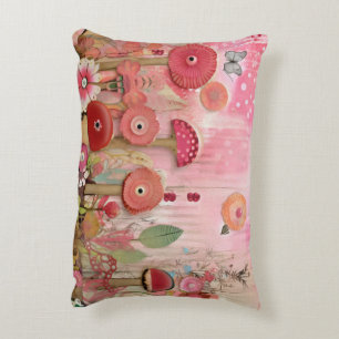Coussins Décoratifs Scène de fleur de collage rose Whimsical