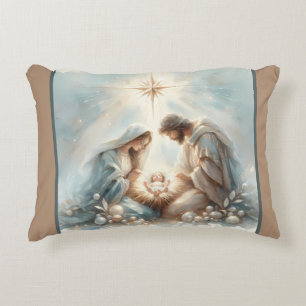 Coussins Décoratifs Scène de la Nativité de la Sainte Famille radieuse