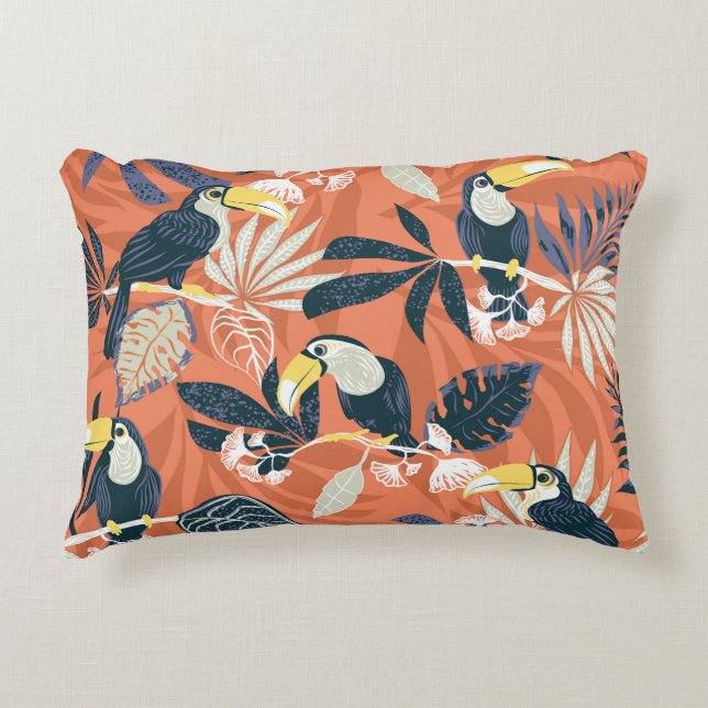Coussins Décoratifs Scène Exotique Toucan Jungle (Devant)