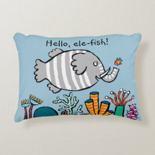 Coussins Décoratifs Scène mignonne de poissons d'éléphant avec le