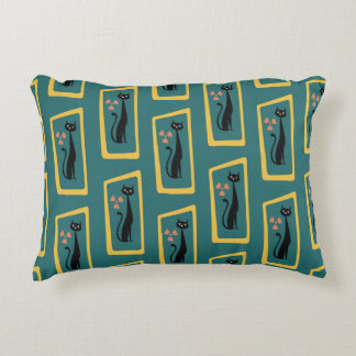 Coussins Décoratifs Schrödinger's Cat Mid Century bleu foncé moderne