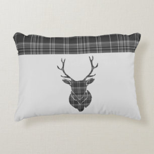Coussins Décoratifs Scottish Grey Tartan Stag Head Antler Russe