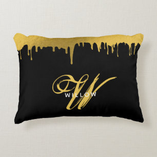 Coussins Décoratifs Script Vintage Black & Gold