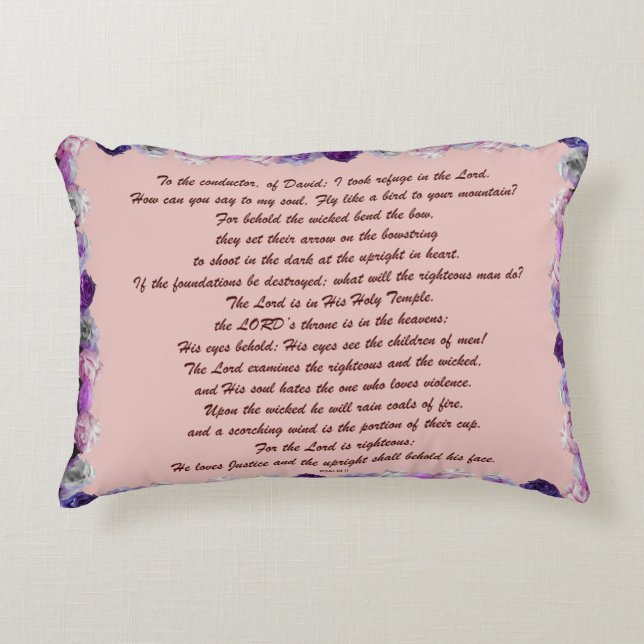 Coussins Décoratifs Scripture, Psaume 11, Purple Roses (Devant)