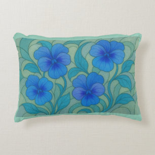Coussins Décoratifs Sérénité Bleue - Élégant motif floral Pansy