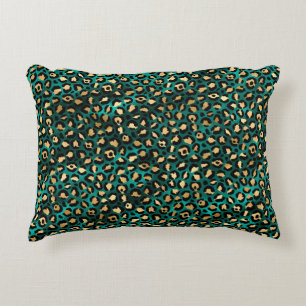 Coussins Décoratifs Série Teal et Gold Leopard Design 3