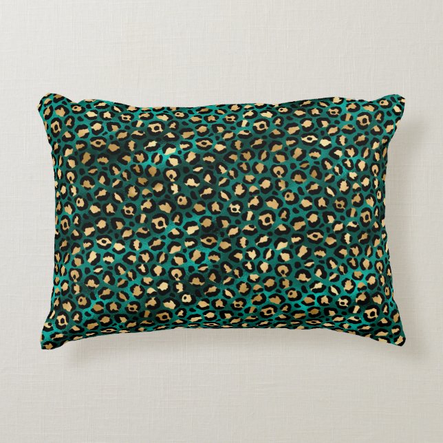 Coussins Décoratifs Série Teal et Gold Leopard Design 3  (Devant)