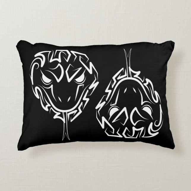 Coussins Décoratifs Serpent tribal noir et blanc (Devant)