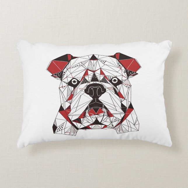 Coussins Décoratifs Sharp et intrépide : le bulldog géométrique (Devant)