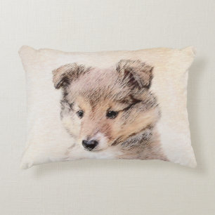 Coussins Décoratifs Shetland Sheepdog Puppy Peinture Chien original ar