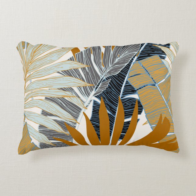 Coussins Décoratifs Silhouette Feuille Tropicale Dorée (Devant)