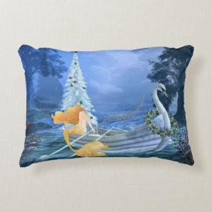 Coussins Décoratifs Sirène magique, Bateau de cygne, Fêtes d'arbre de
