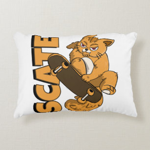 Coussins Décoratifs Skateboard Kitty - Chat orange en action
