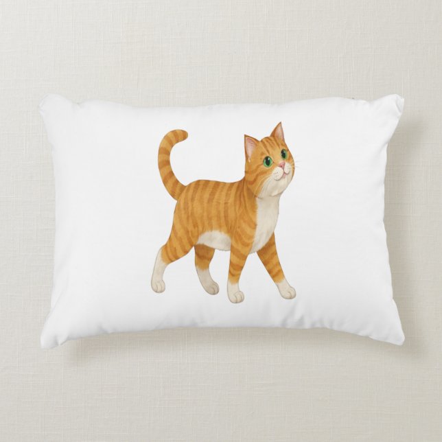 Coussins Décoratifs Smiling Orange Cat Decorative Pillow (Devant)