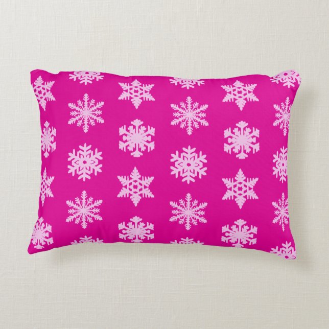 Coussins Décoratifs Snowflakes Ikat - Fuchsia et rose glace (Dos)