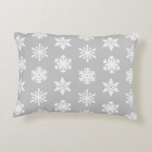 Coussins Décoratifs Snowflakes Ikat - Gris et blanc argenté