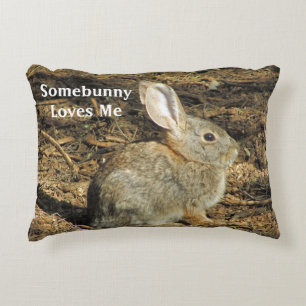 Coussins Décoratifs Somebunny m'aime mignonne lapin Brown Photo Nature