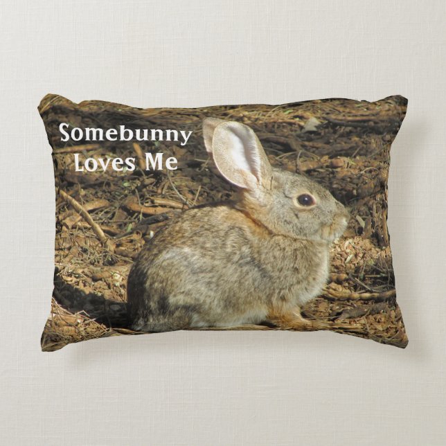 Coussins Décoratifs Somebunny M'aime Photo de Lapin Brun Mignon Nature (Devant)