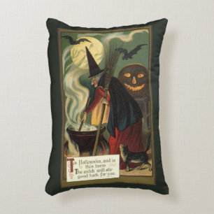 Coussins Décoratifs Sorcière Halloween Vintage remuant un chaudron mag