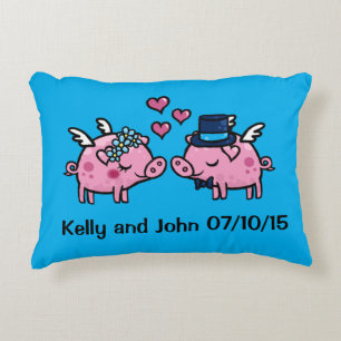 Coussins Décoratifs Souvenir personnalisable de mariage de porc de vol