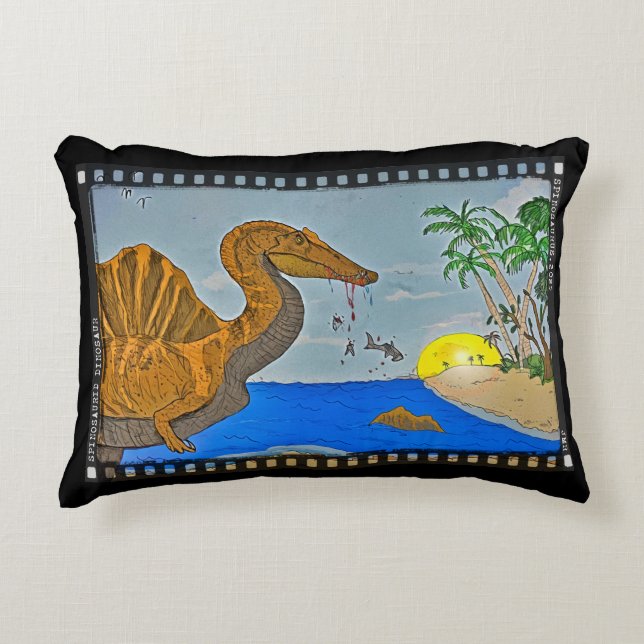 Coussins Décoratifs Spinosaurus Beach Throw Pillow Black Pillow (Devant)