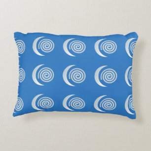 Coussins Décoratifs Spirale de lune d'argent sur bleu profond