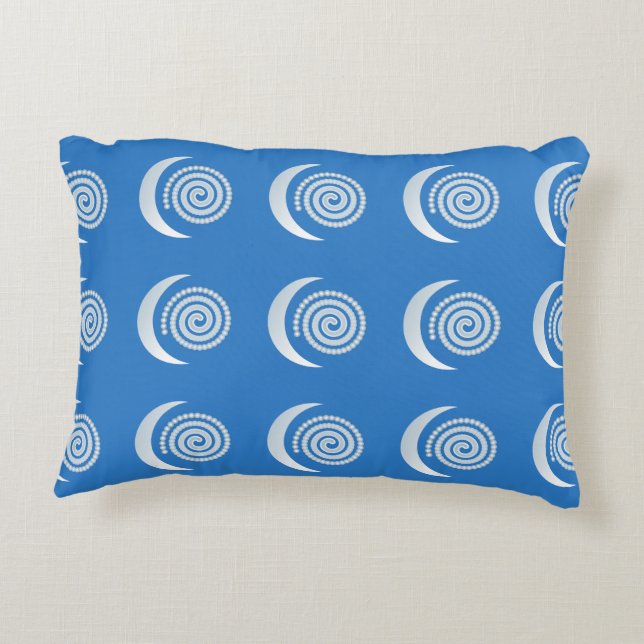 Coussins Décoratifs Spirale de lune d'argent sur bleu profond (Dos)