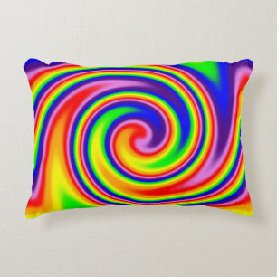 Coussins Décoratifs Spirale de tourbillon arc-en-ciel colorée vive