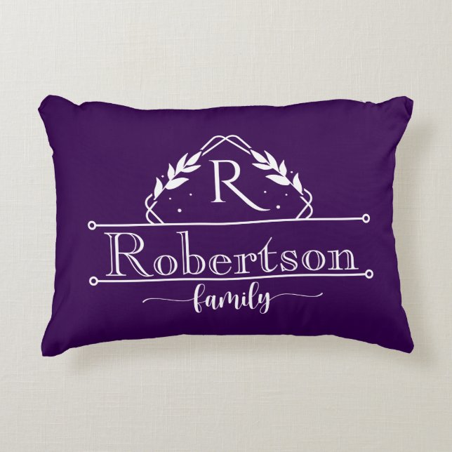 Coussins Décoratifs Split Monogram Family Name Royal Purple Frame (Devant)