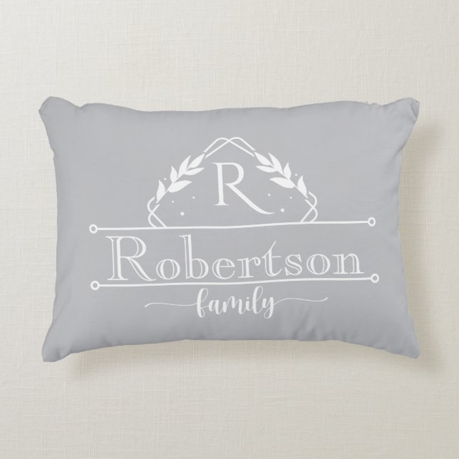 Coussins Décoratifs Split Monogram Family Name Silver Grey Frame (Devant)