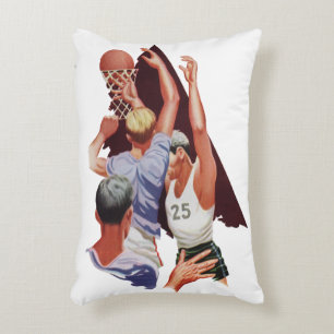 Coussins Décoratifs Sports Anciens, Joueurs de Basket-ball dans un Mat