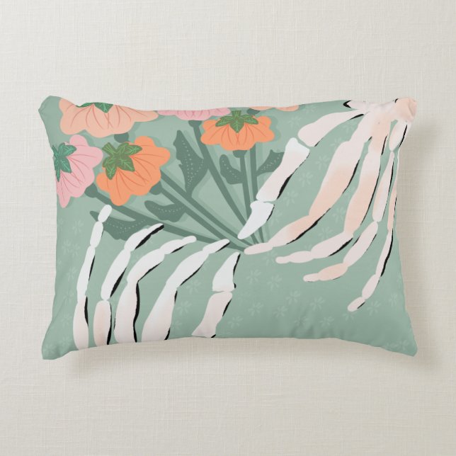 Coussins Décoratifs Squelette avec bouquet de citrouilles (Devant)