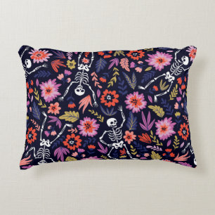 Coussins Décoratifs Squelettes dansants dans le jardin fleuri motif