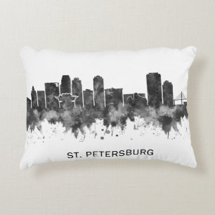 Coussins Décoratifs St Petersburg Floride Skyline BW