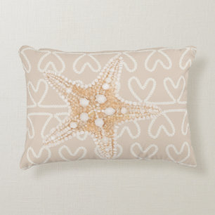 Coussins Décoratifs Starfish et filet sur beige pastel brun clair