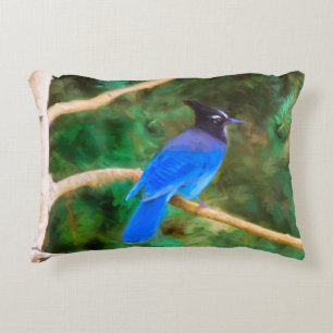 Coussins Décoratifs Steller's Jay Painting - Art original pour oiseaux