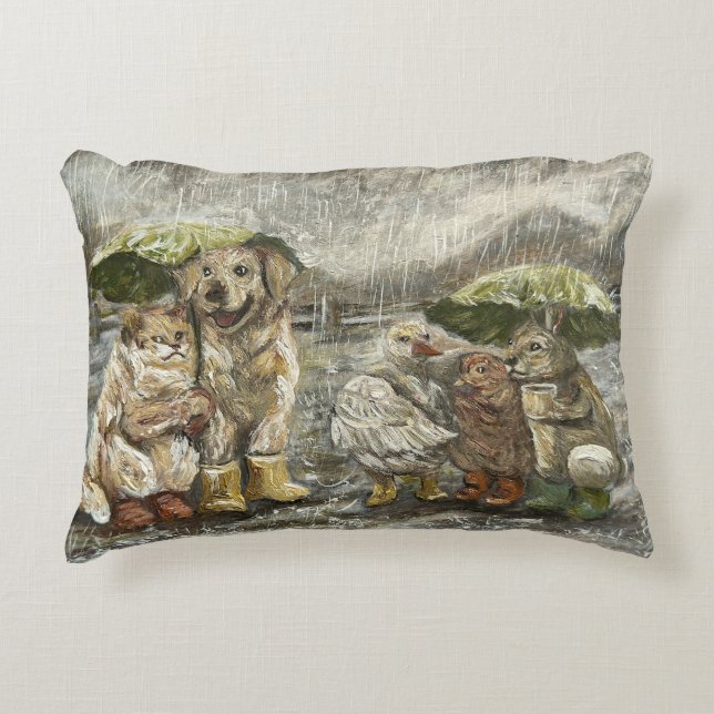 Coussins Décoratifs Still Together Whimsical Farmhouse Animals Rainy  (Devant)