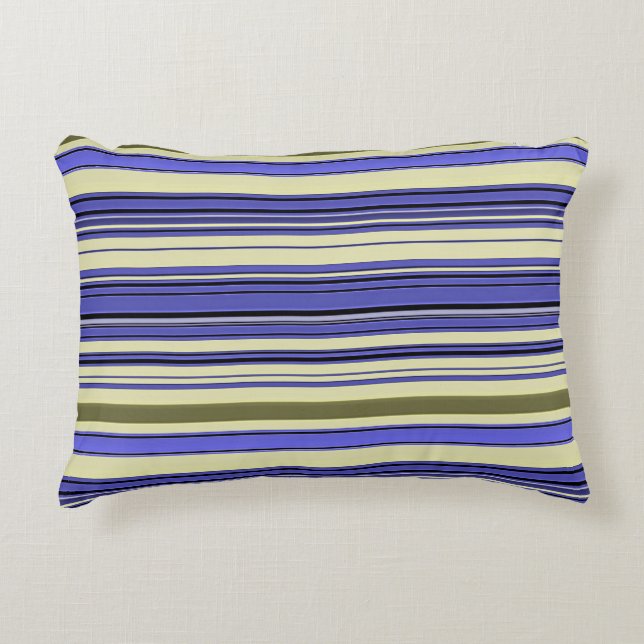 Coussins Décoratifs Stripes - bleu violet jaune vert (Devant)